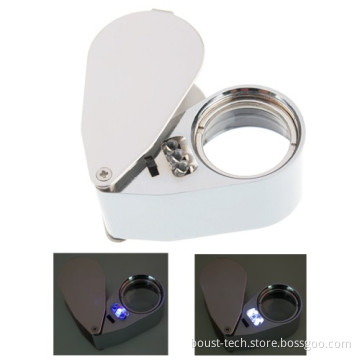 LED Light 40X25mm Jewelry Loupe Magnifier UV Money Checker